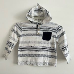 4/$25 Gymboree Boys Long Sleeve Hoodie Henley Tee in White and Blue size X-Small